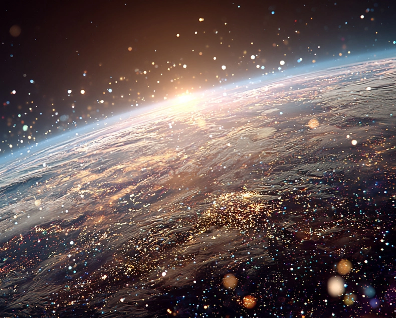 orbital space debris abstract image